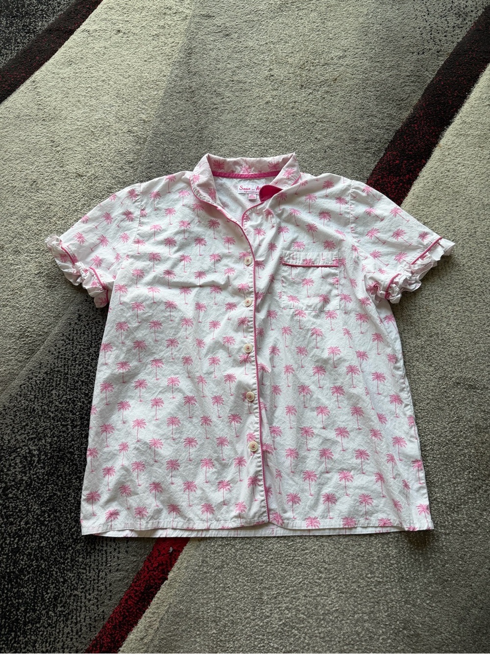 Sant And Abel Pink Palm Tree Print PJ Top